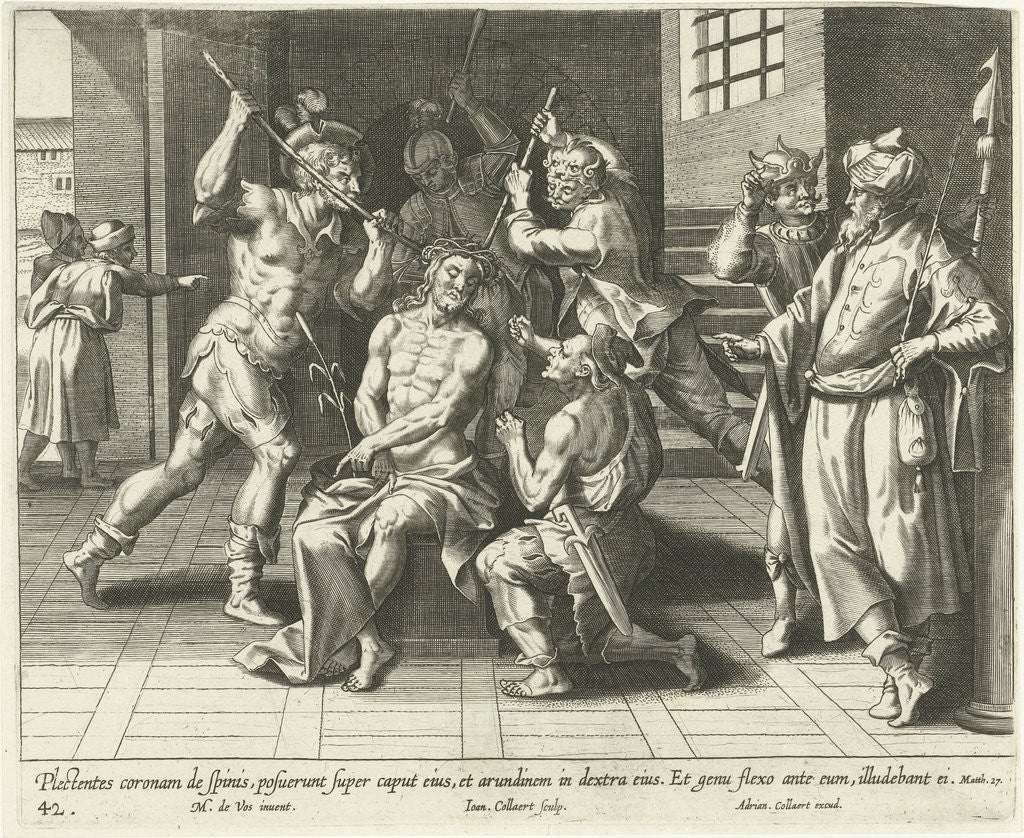 Detail of Christ is crowned with the crown of thorns by Adriaen Collaert