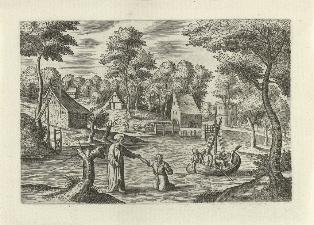 Detail of Landscape with Christ walking on the water by J. Janssonius