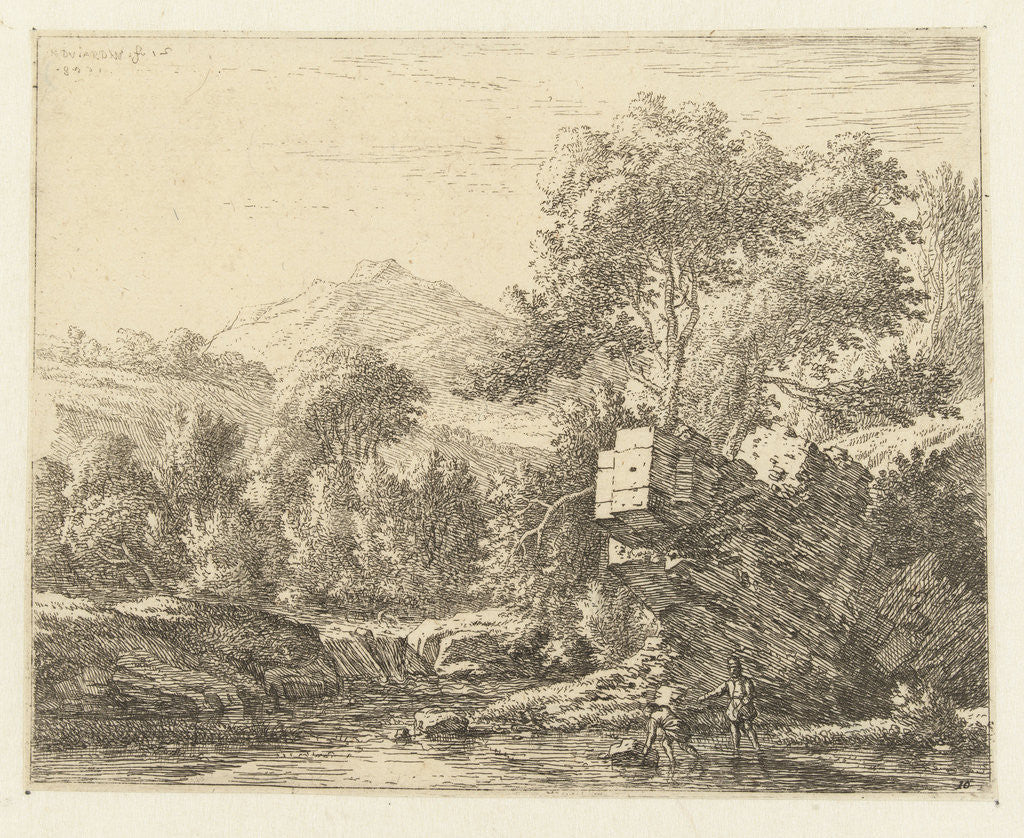 Detail of Two men at a stone in the water by Karel Dujardin