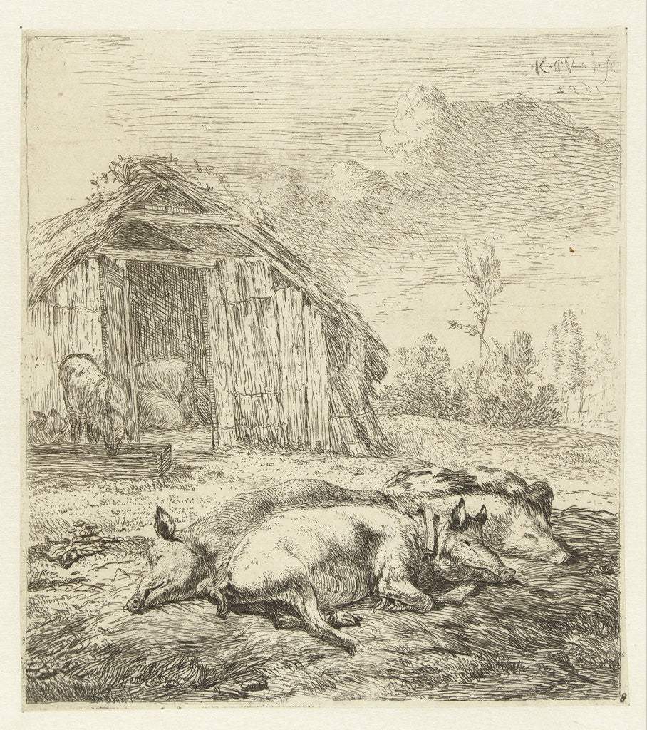 Detail of Three pigs by Karel Dujardin