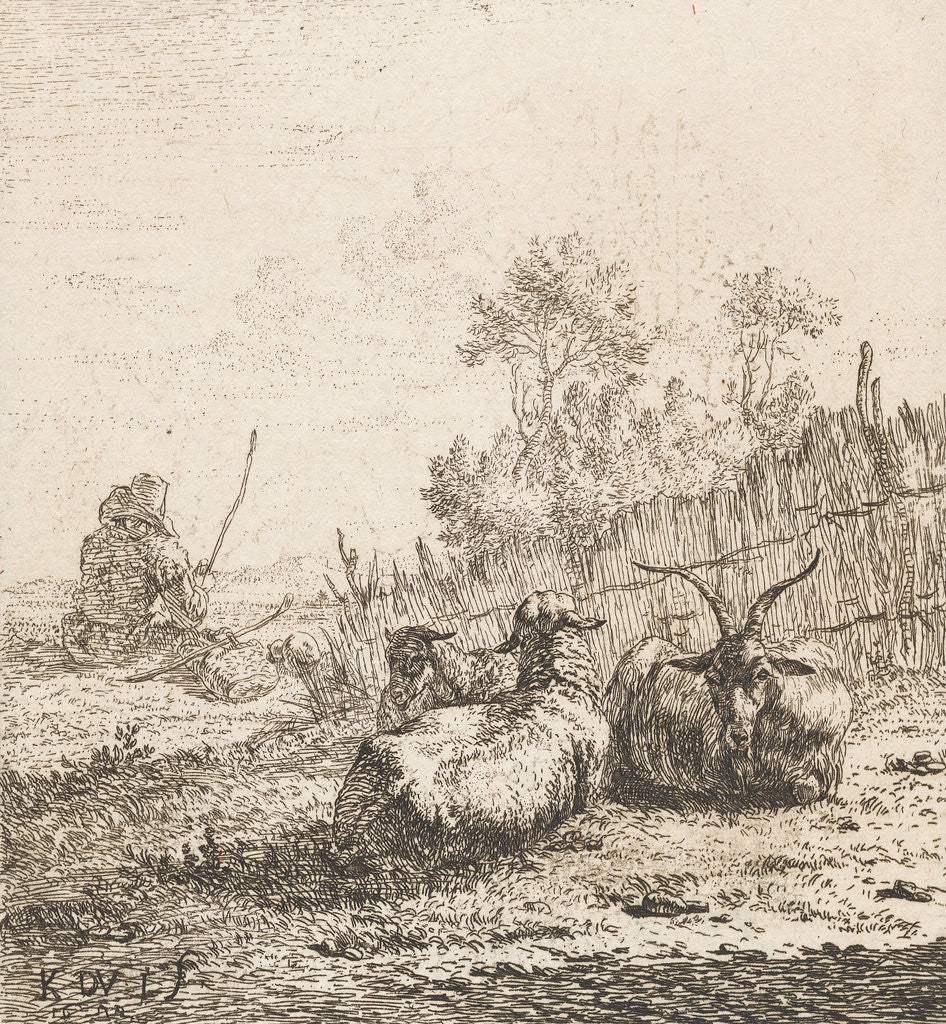 Detail of Goat and two sheep by Dujardin
