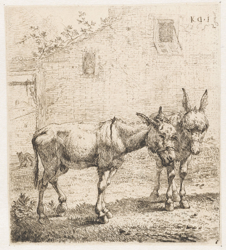Detail of Two donkeys by Karel Dujardin