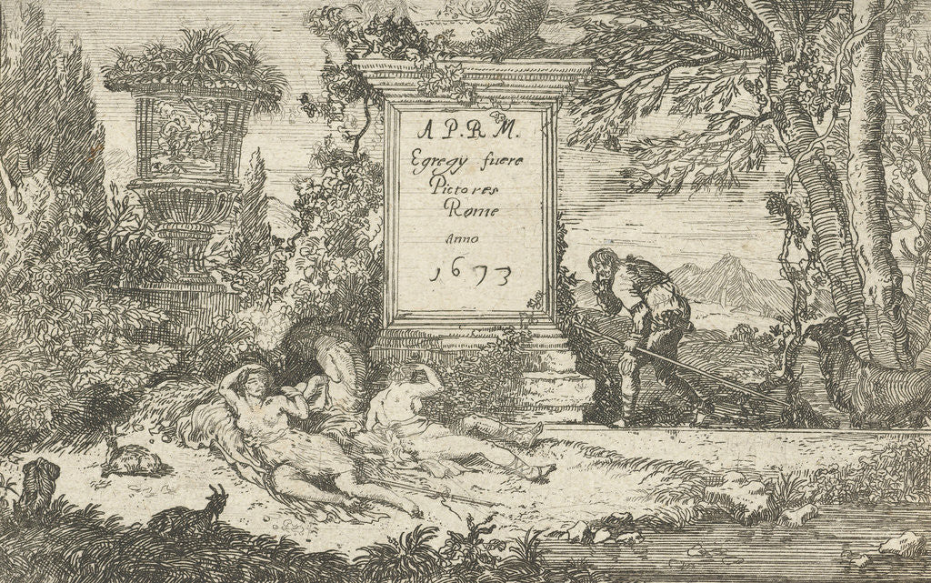 Detail of Sleeping shepherdesses by Adriaen van der Kabel