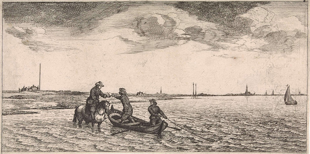 Detail of Delivery of mail by a postman on horseback by Jan Houwens I