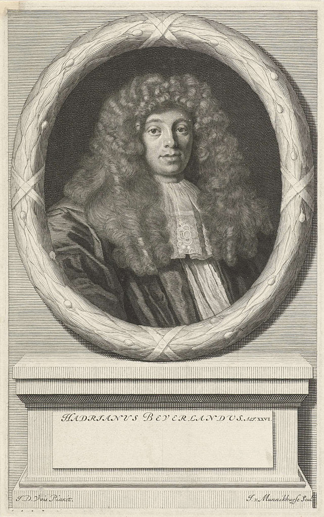 Detail of Portrait of Adrian Beverland by Johannes Willemsz. Munnickhuysen