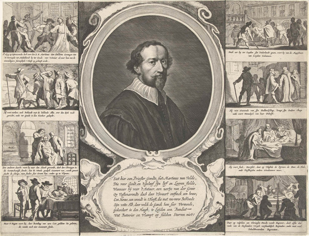 Detail of Portrait of priest Martinus van Velden by Theodor Matham