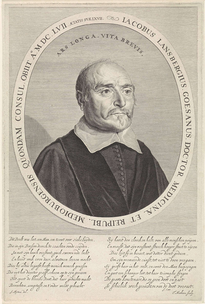 Detail of Portrait of Jacobus Lansbergen by Jacob Cats