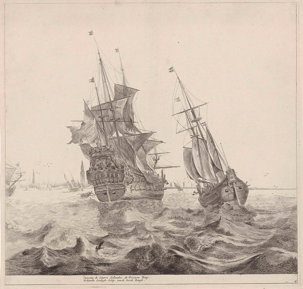 Detail of Dutch warship in Amsterdam by Gerard Valck