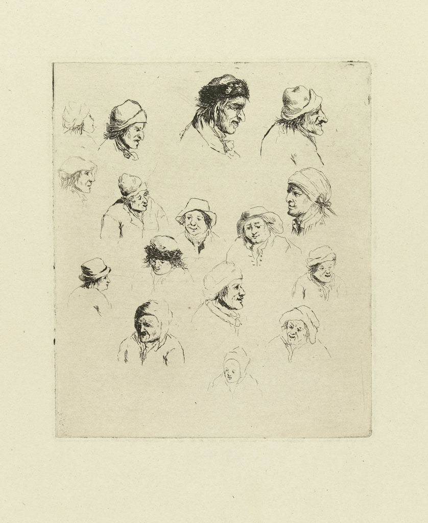 Detail of Study Journal sixteen heads by Marie Lambertine Coclers