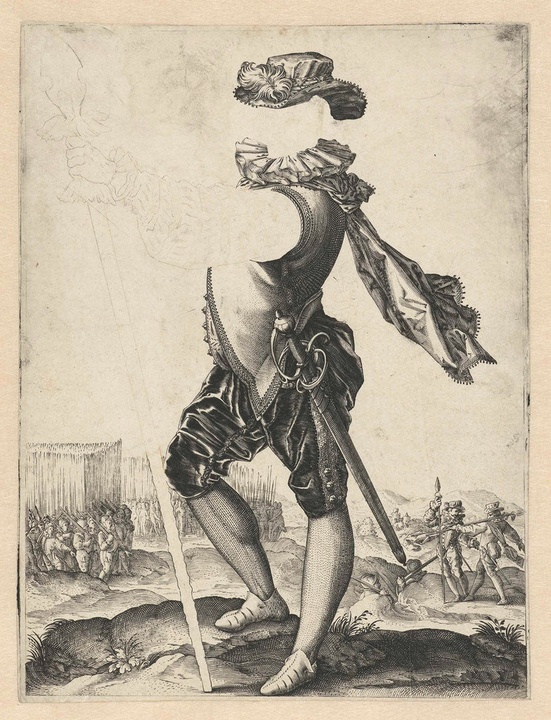 Detail of officer in the army by Hendrick Goltzius