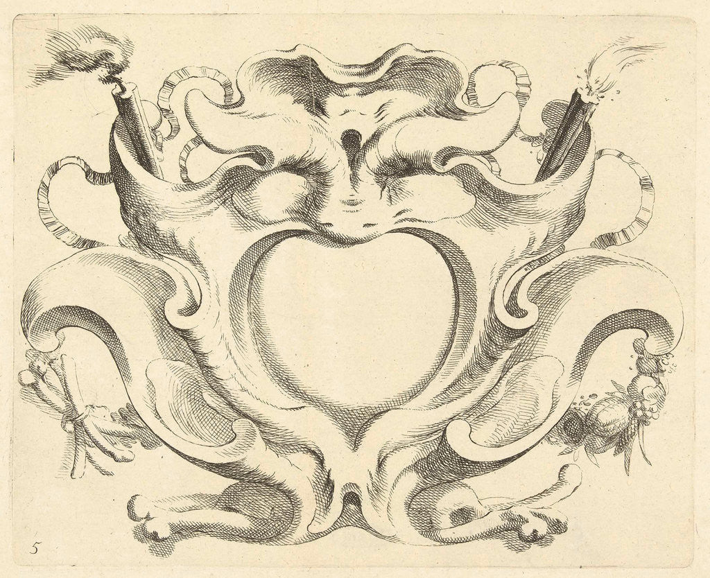 Detail of Broad lobe cartridge with heart-shaped compartment by Johannes Lutma II
