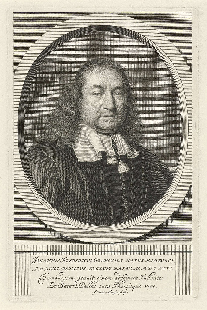 Detail of Portrait of John Fred Gronovius by Johannes Willemsz. Munnickhuysen