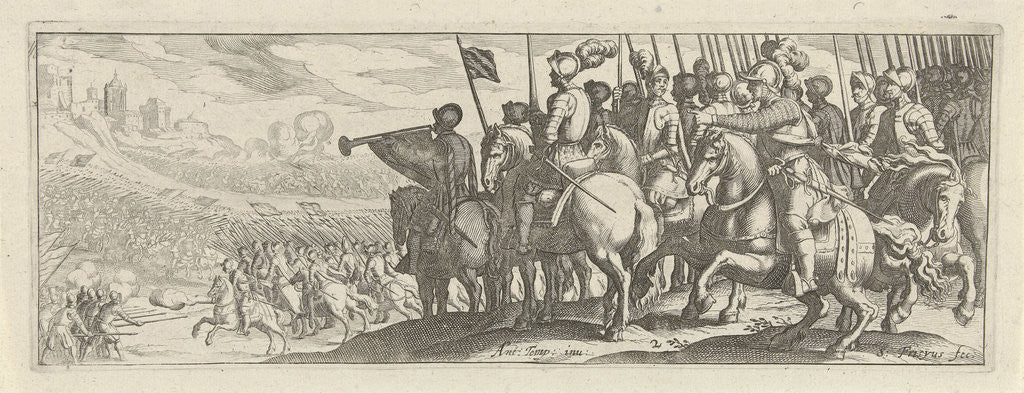 Detail of Riders with lances by Simon Frisius
