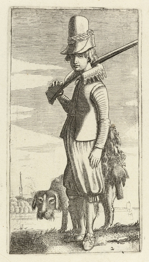 Detail of Falconer Clerk and hunting by Robert de Baudous