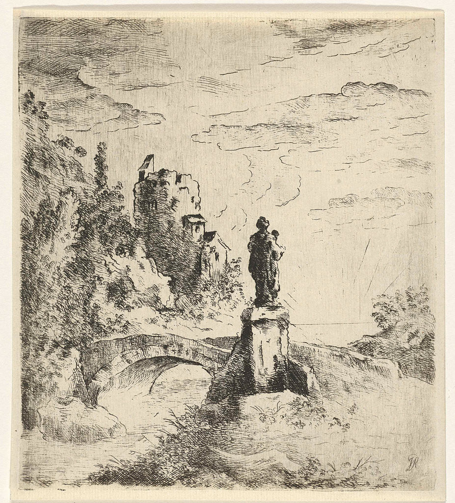 Detail of Bridge with statue by Reinierus Albertus Ludovicus van Isendoorn à Blois