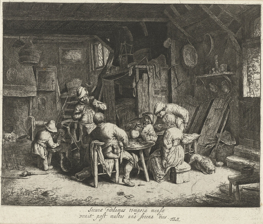 Detail of Farmers to a meal at an inn by Adriaen van Ostade