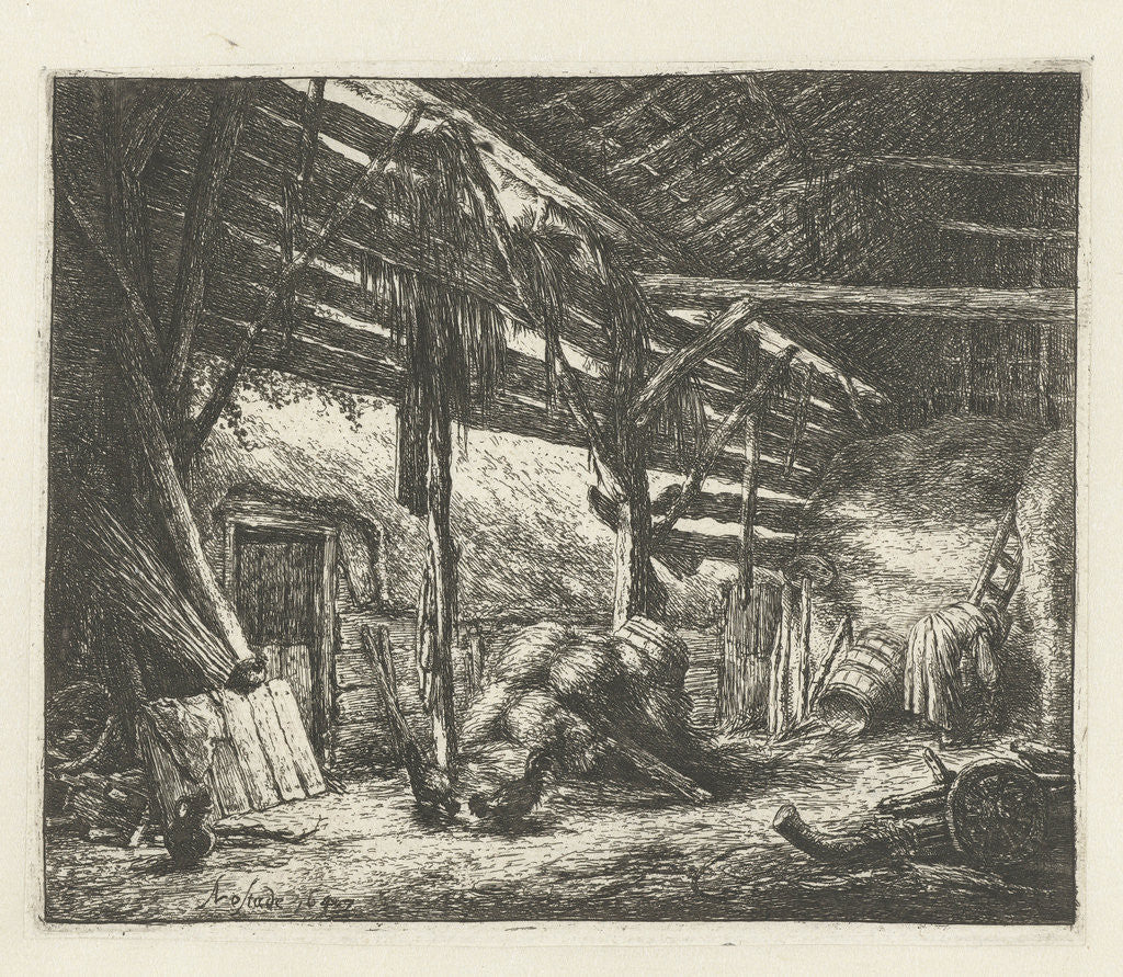 Detail of Interior of a barn by Adriaen van Ostade