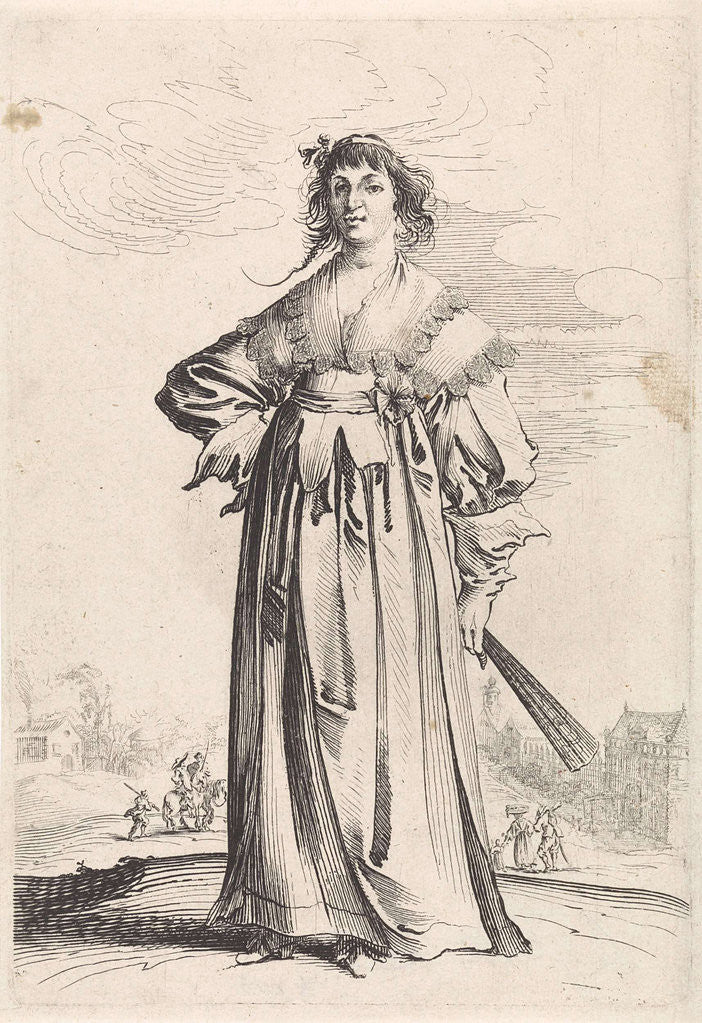 Detail of Women with a fan by Pieter Jansz. Quast