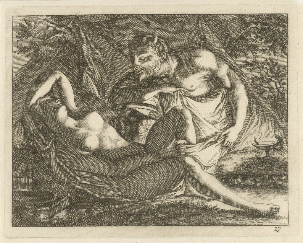 Detail of Sleeping Nymph watched by a satyr by Anonymous