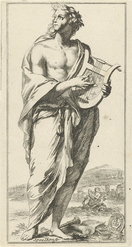 Detail of Personification of music by Arnold Houbraken