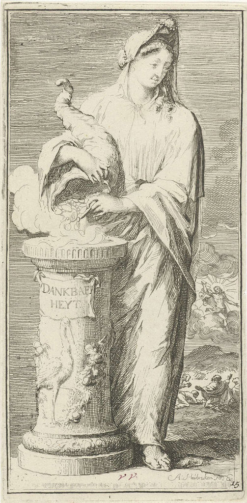 Detail of personified Gratitude by Arnold Houbraken