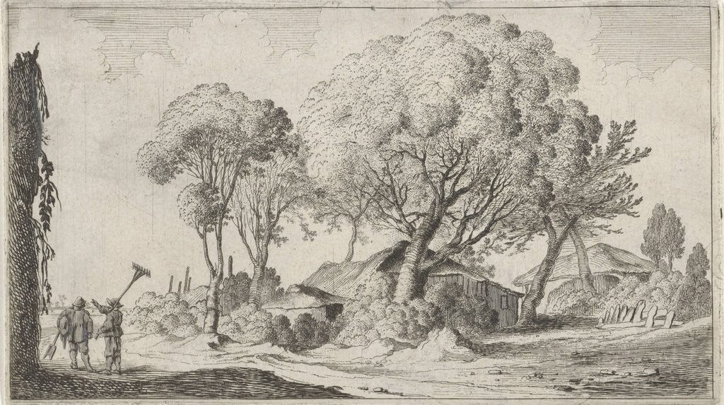 Detail of Farms between trees by Gillis van Scheyndel I