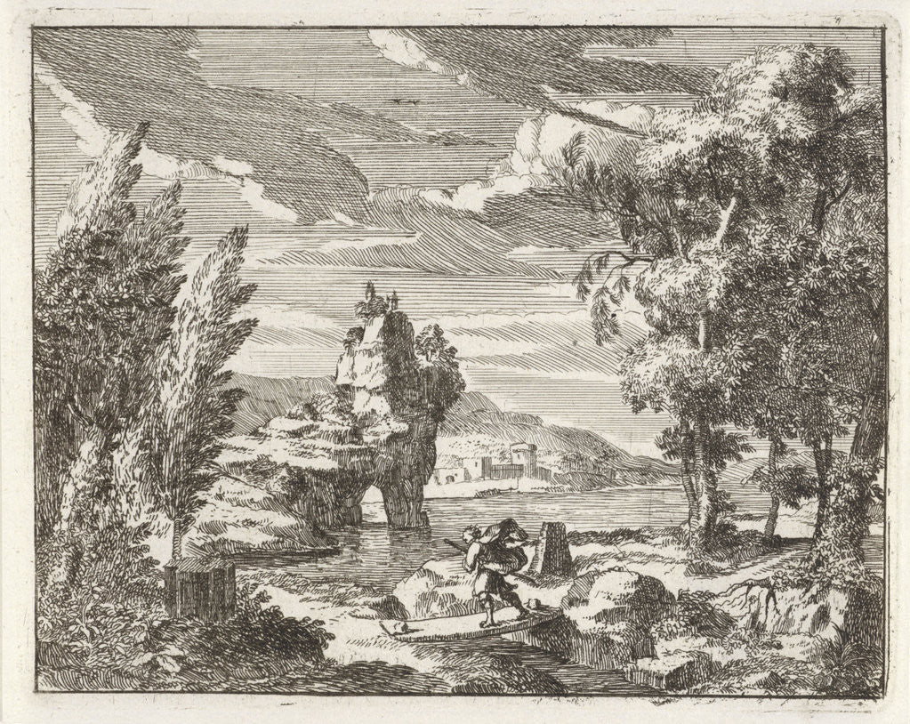 Detail of A river landscape with travelers by Anonymous
