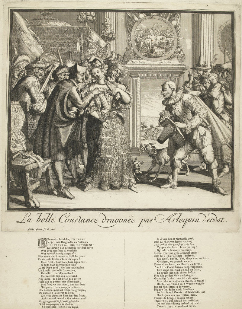 Detail of Cartoon by Louis XIV and the persecution of Protestants in France by Gisling