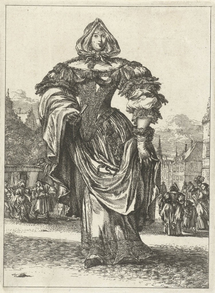 Detail of Lady in dress from the series Figures à la mode by Romeyn de Hooghe