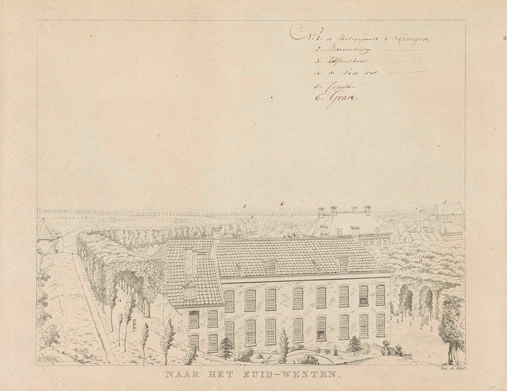 Detail of View of the rampart southwest of Nijmegen by Derk Anthony van de Wart