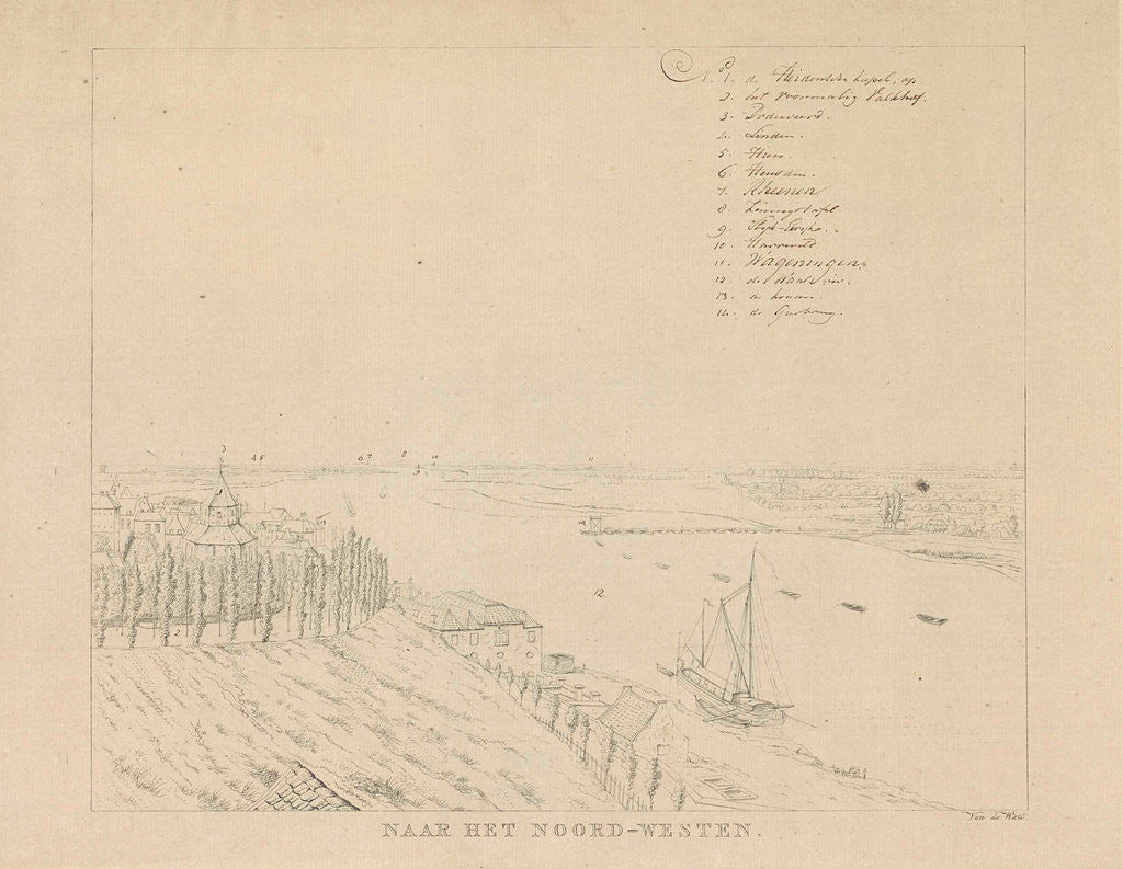 Detail of View of the Valkhof and Waal northwest of Nijmegen by Derk Anthony van de Wart