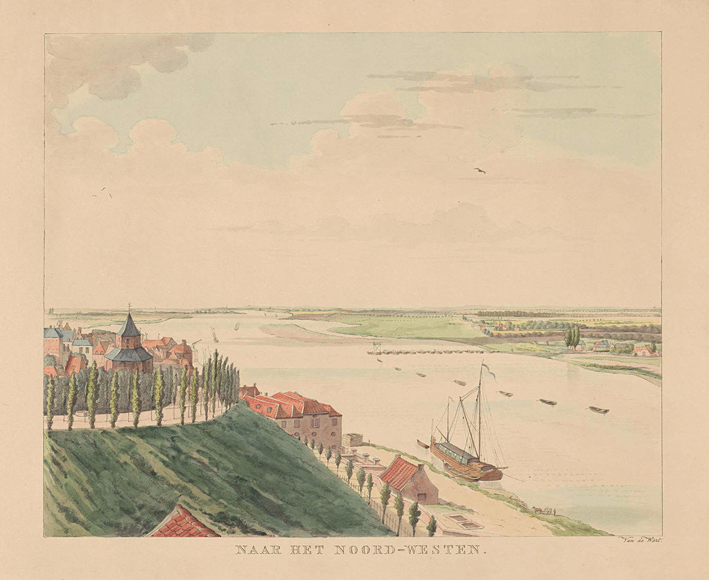 Detail of View of the Valkhof and Waal northwest of Nijmegen by Derk Anthony van de Wart