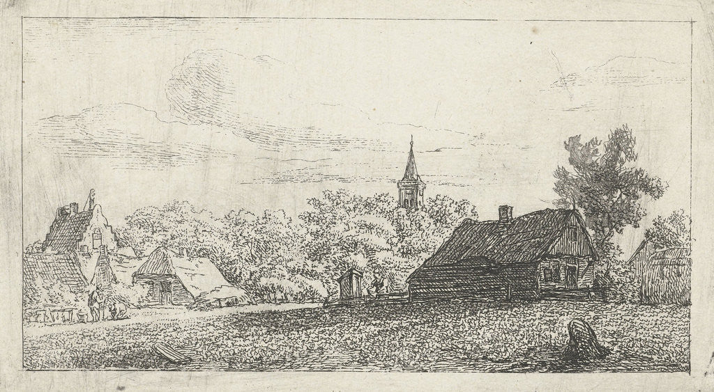 Detail of Village scene with church tower between trees by Johannes Franciscus Christ