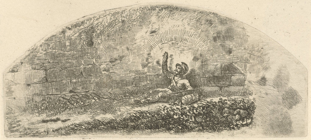 Detail of Against a wall seated soldier by Johannes Mock