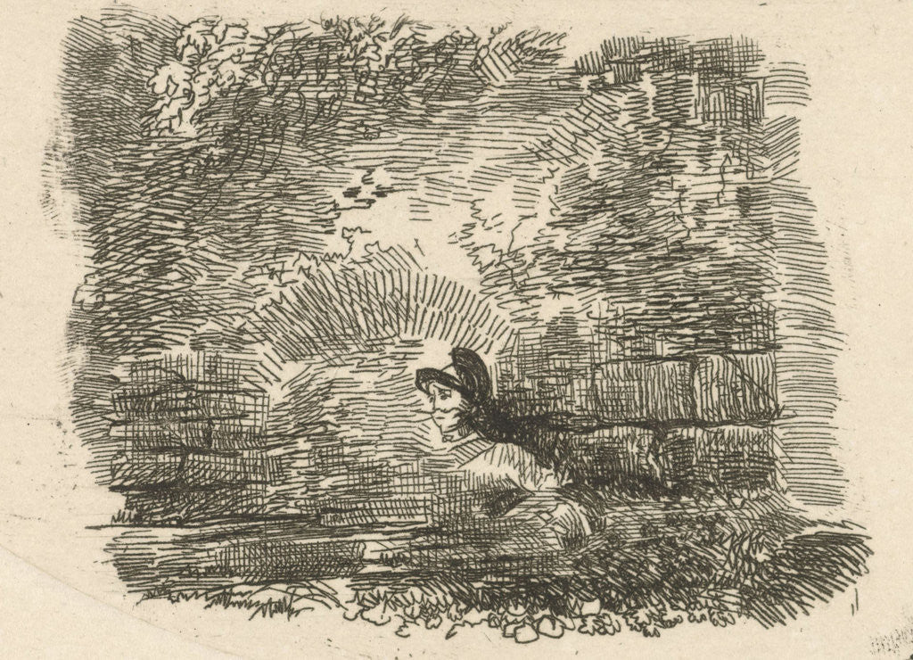 Detail of Wall and the face of a man by Johannes Mock