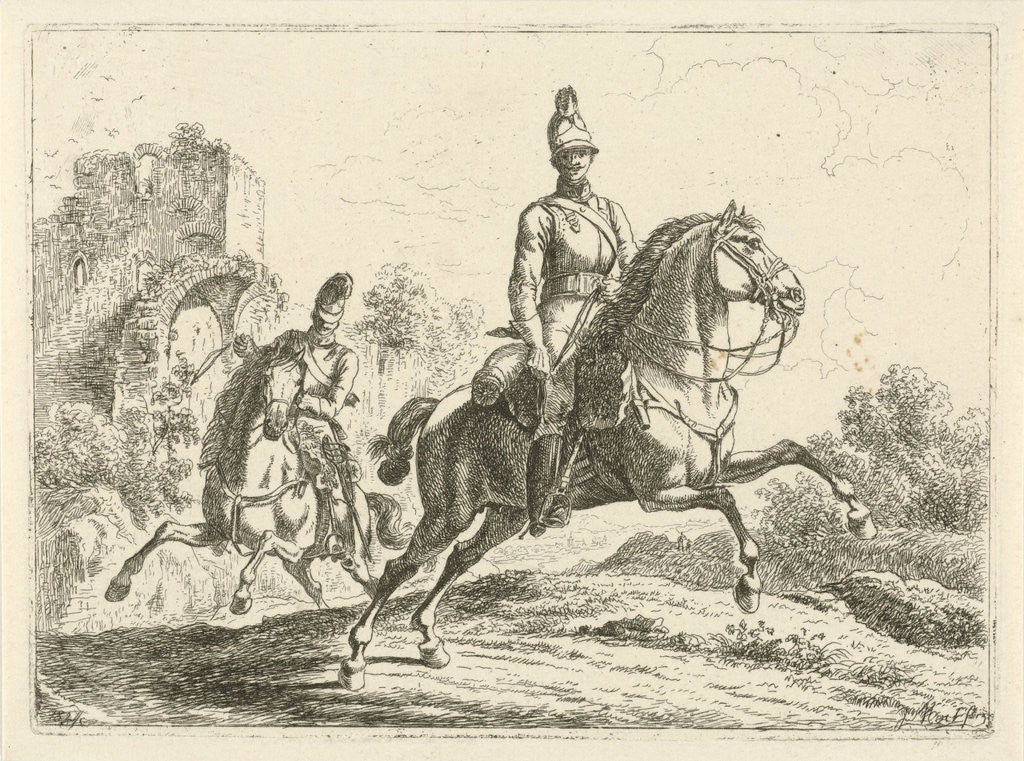 Detail of Two soldiers on horseback by Johannes Mock