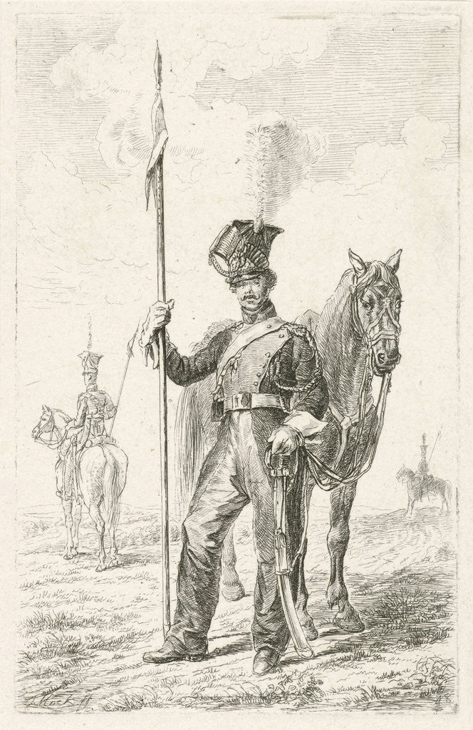 Detail of Soldier with a spear beside his horse by Johannes Mock