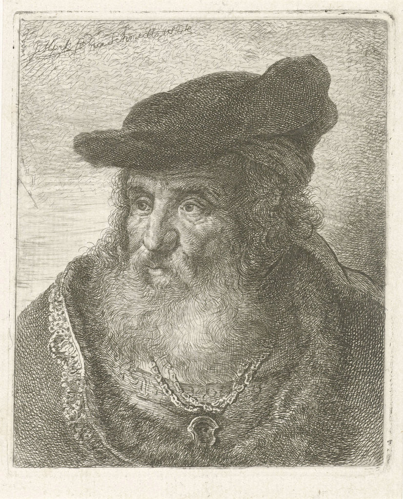 Detail of Portrait of an old man with beret by Johannes Mock