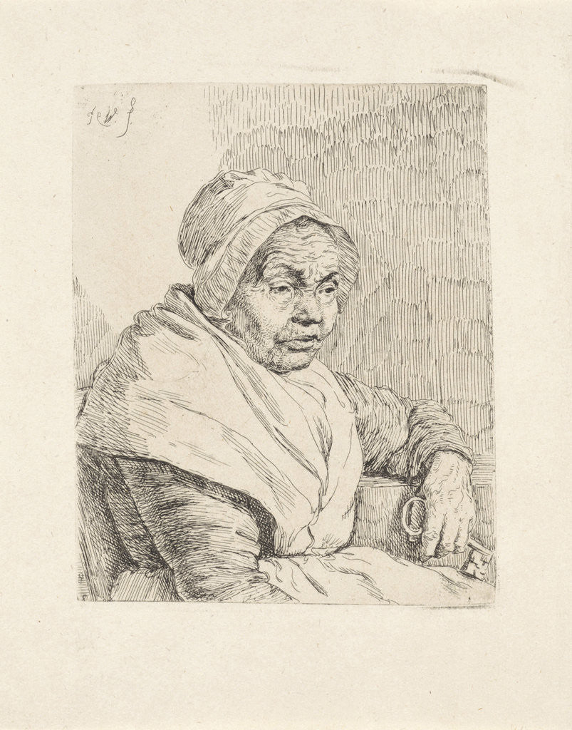 Detail of Portrait of an old woman by Pieter Christoffel Wonder