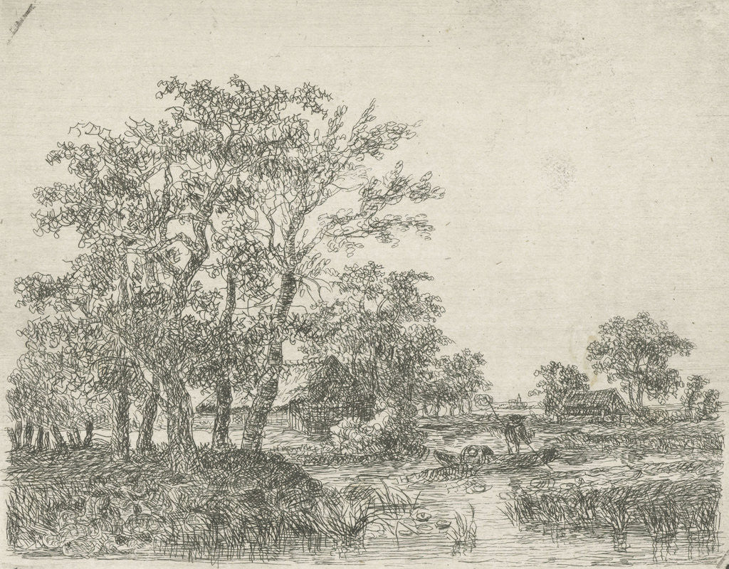 Detail of Fishermen in a boat by Hermanus Jan Hendrik van Rijkelijkhuysen