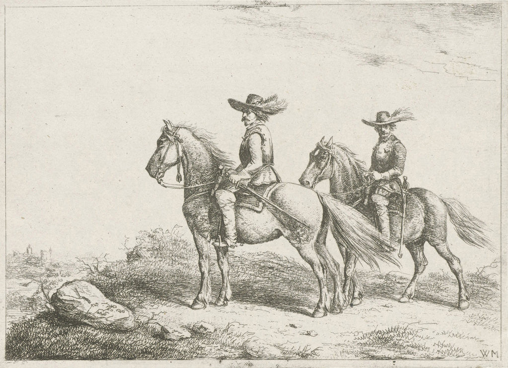 Detail of Two horsemen on reconnaissance by Christiaan Wilhelmus Moorrees