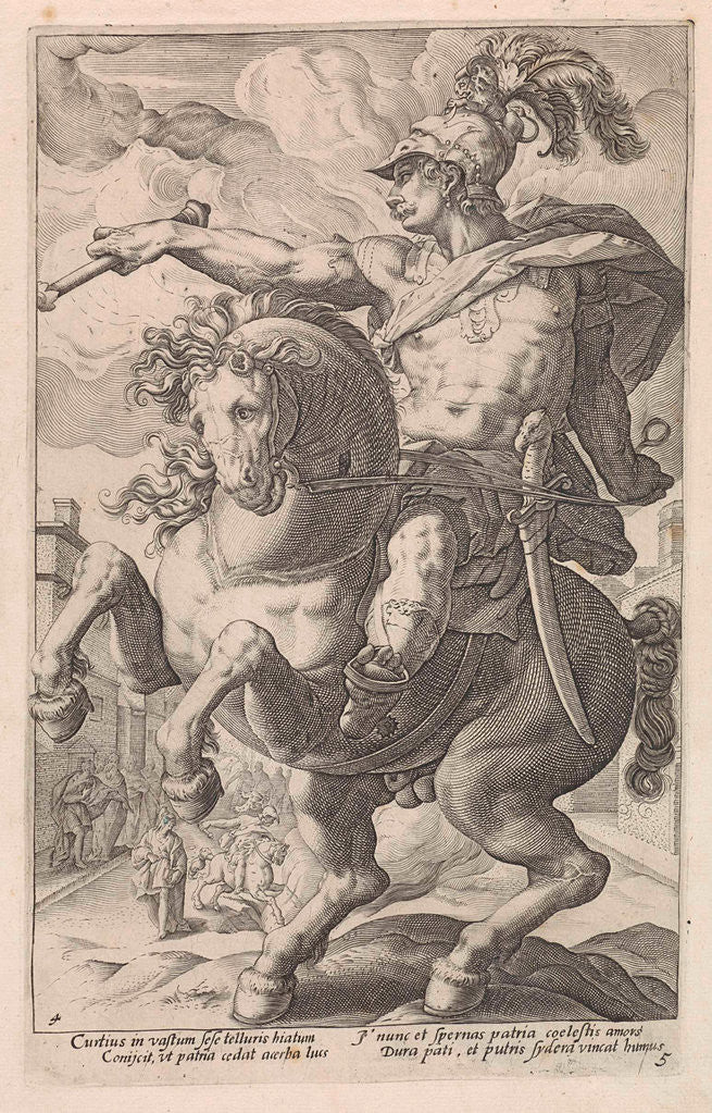 Detail of Marcus Curtius on horseback by Franco Estius