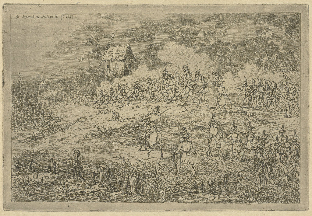 Detail of Battle between cavalry and infantry by Gerardus Emaus de Micault