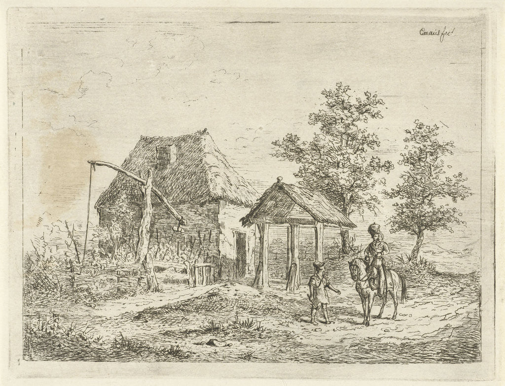 Detail of Cavalryman at ranch by Gerardus Emaus de Micault