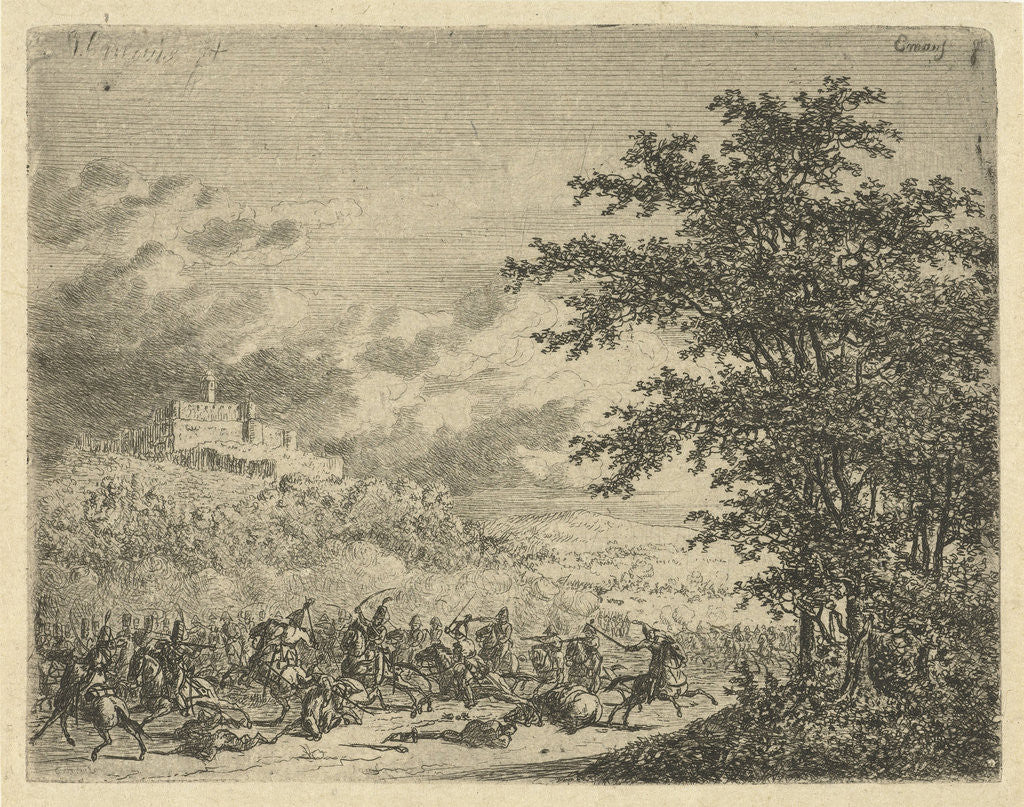 Detail of Horsemen Battle at Fort Konigstein by Gerardus Emaus de Micault