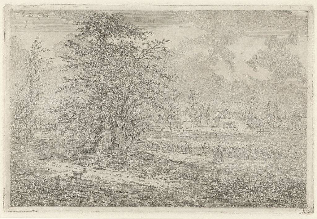 Detail of Shepherd in cornfield by Gerardus Emaus de Micault