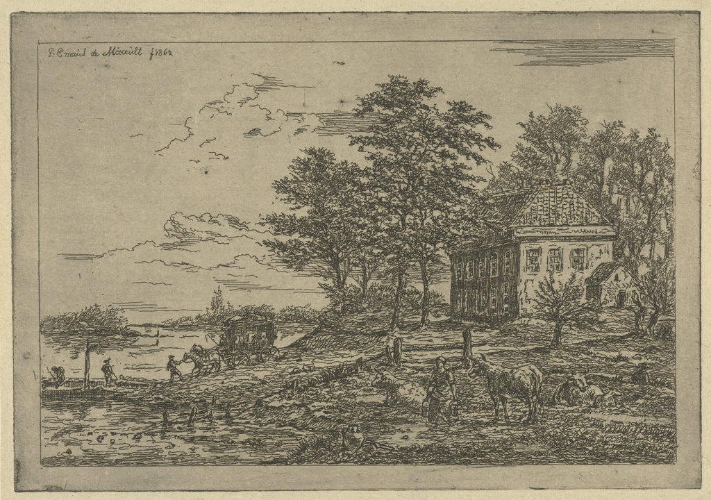 Detail of Crossing the Lek in the spring in Beusichem by Gerardus Emaus de Micault