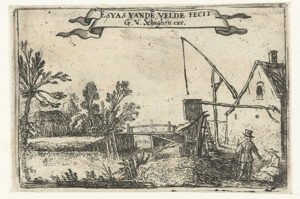 Detail of Farm near a channel by Esaias van de Velde