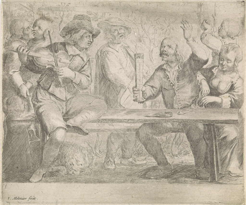 Detail of Musicians and drink in a tavern by Jan Miense Molenaer
