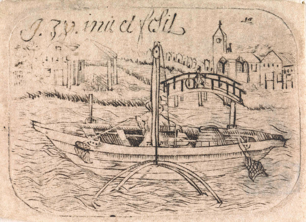 Detail of Fisherman in his boat by Isaac Walraven